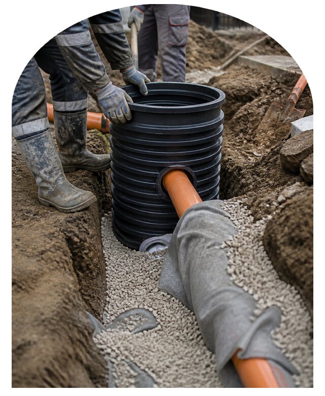 Установка дренажного колодца для участка в Старой Руссе под ключ